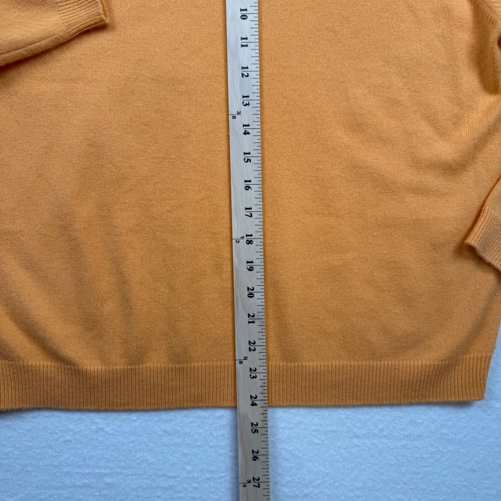 Lands' End V-Neck Sweater 100% Cashmere Vintage Preppy Quiet Luxury Orange L/P - Picture 8 of 11